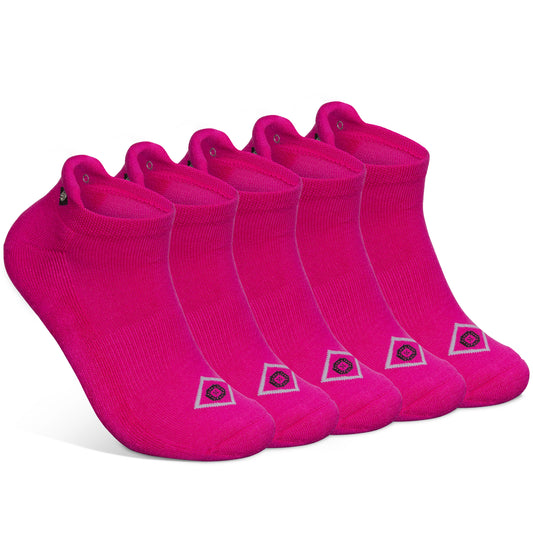 Whipper Snapper Socks: Viscose Bamboo Cushioned Pink Ankle Socks; Youth 1Y- 5 (5 Pack)