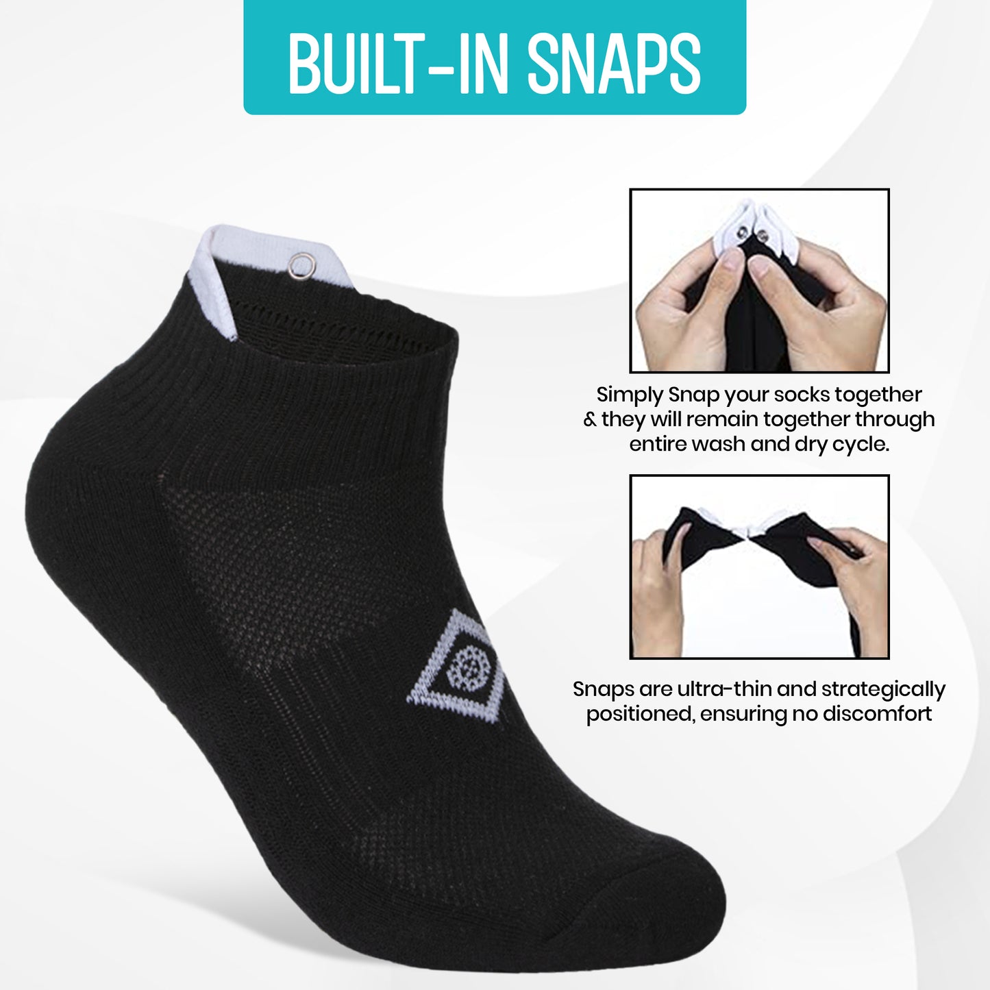 Whipper Snapper Socks; Black Cushioned Cotton Ankle Socks