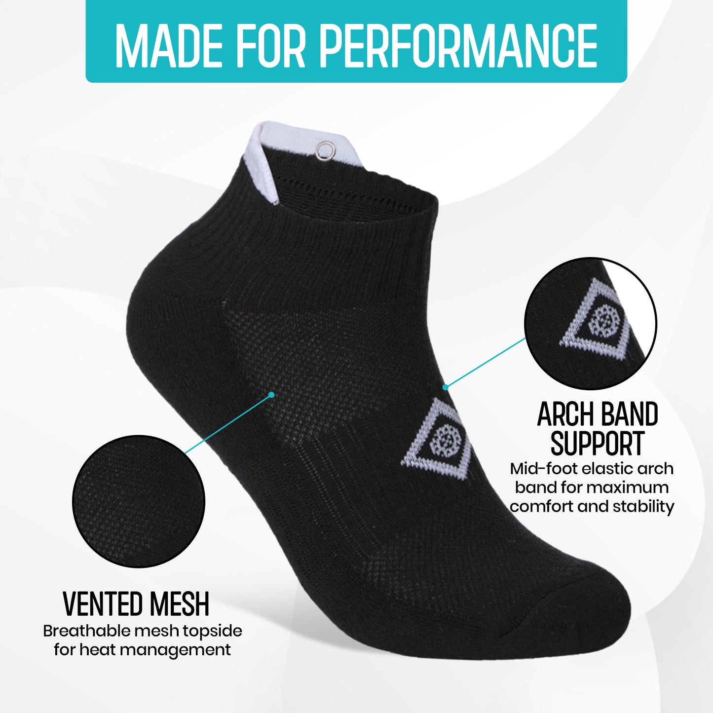 Whipper Snapper Socks; Black Cushioned Cotton Ankle Socks