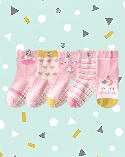 Children's Non-Slip Socks That Snap - Unicorn
