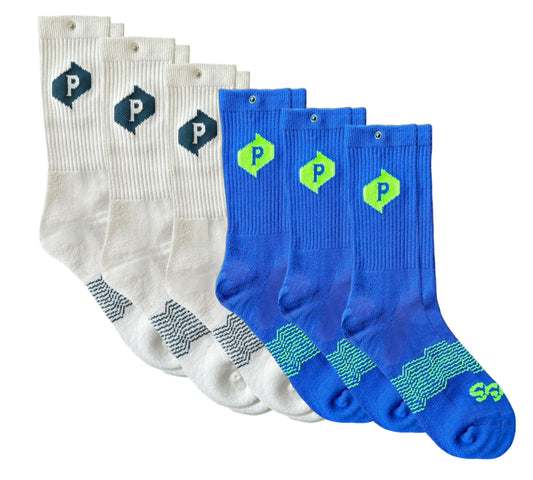 Bamboojie Swag White and Blue Crew Socks (6 Pack)