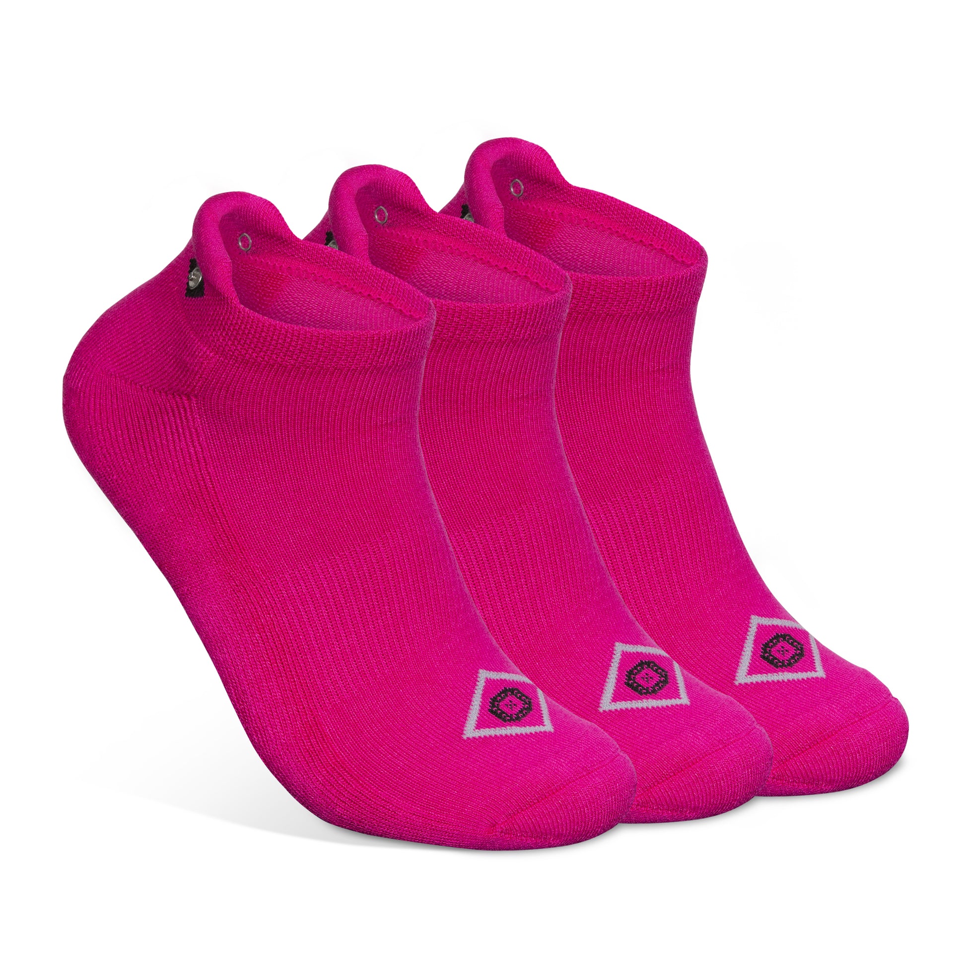 Pink Bamboo Ankle Socks with cushioned base, heal tab, and built-in Snaps