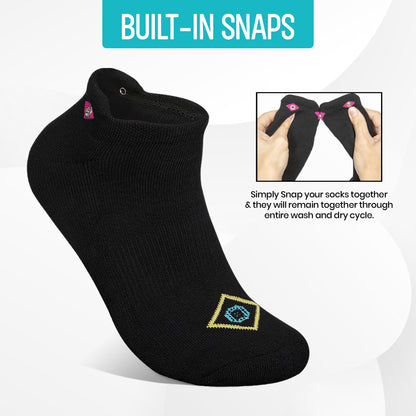 Bamboo ankle socks with Built-In Snaps for easy laundry